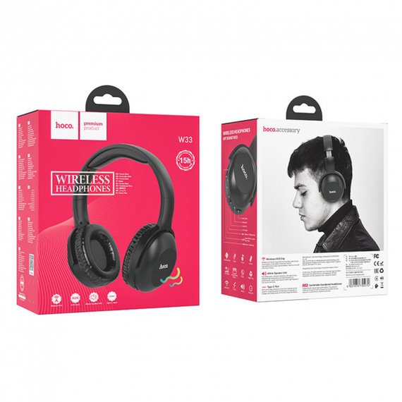 Бездротові навушники Bluetooth HOCO W33 Art sount BT headset Black | Зображення 2