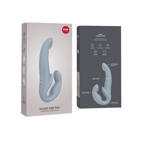 Безремінний страпон з вібрацією Fun Factory SHARE VIBE PRO cool grey (м'яте паковання!!!) | Зображення 6