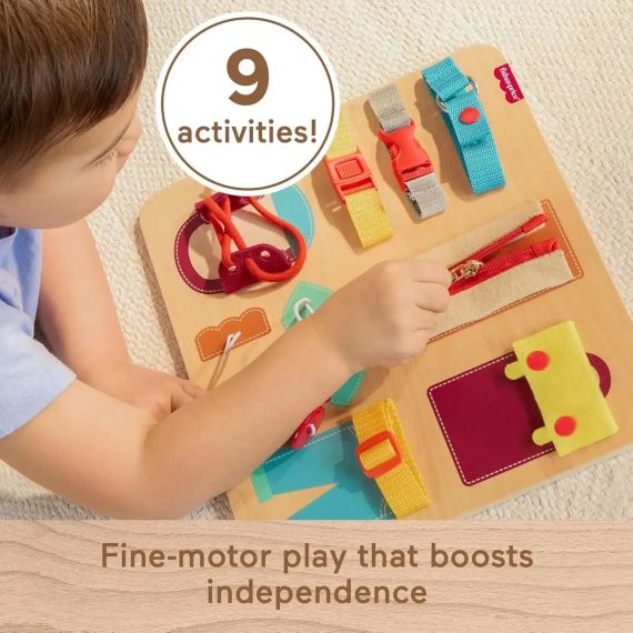 Деревянная доска-бизиборд Fisher-Price Montessori Wooden Dressing Busy Board | Зображення 3
