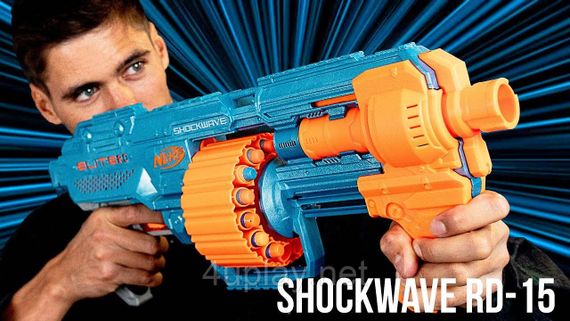 Бластер Nerf Elite 2.0 Shockwave RD-15. Нерф Еліт Шоквейв. Помповий бластер із барабаном на 15 стріл | Зображення 8