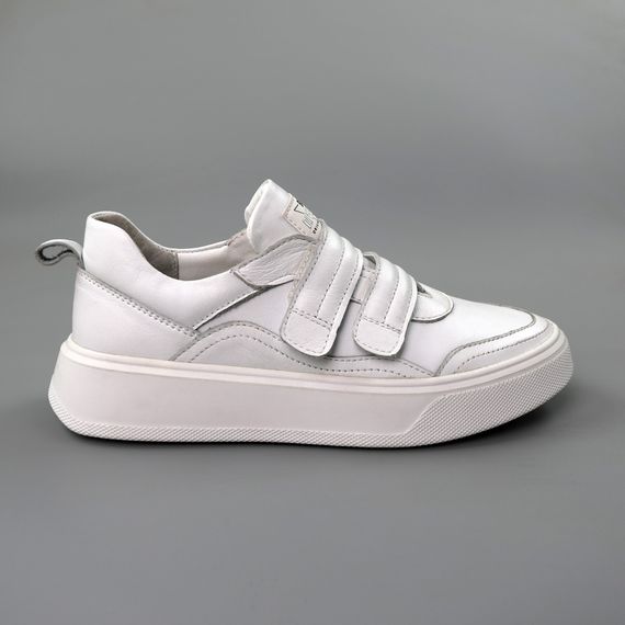 Кеди жіночі шкіряні на липучках 4S 585120 Білі 36 37 38 39 40 41