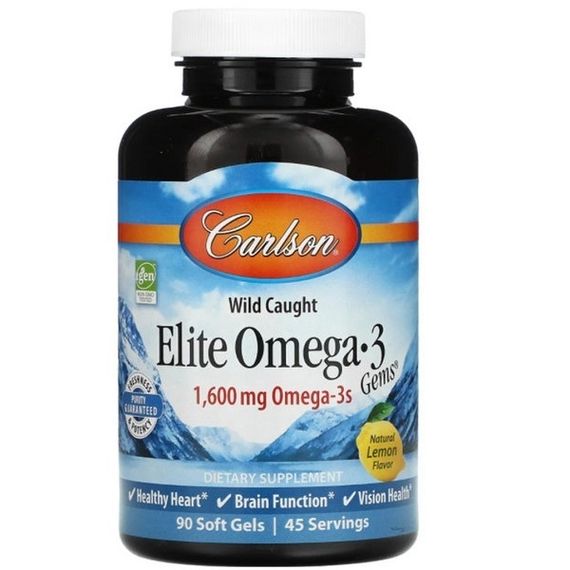 Омега 3 Carlson Labs Elite Omega 3 Gems 90 Soft Gels Lemon