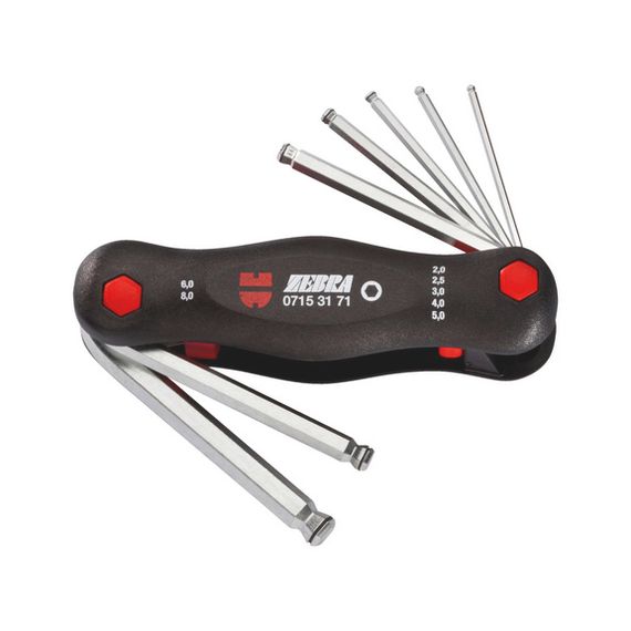 Набір ключів Г-подібних HEX з кулькою, у посиленому корпусі, 7 шт., ZEBRA
