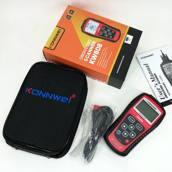 Автомобильный диагностический сканер Konnwei KW808 OBD II/EOBD, Автотестер универсальный Адаптер | Зображення 1