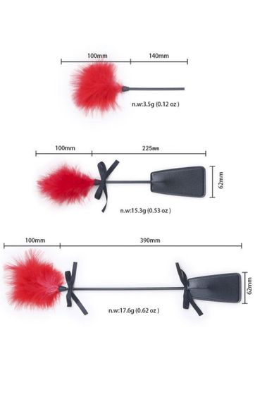 Стек с красным мехом для БДСМ-игр Tender and painful Red цвет черный sexstyle | Зображення 2