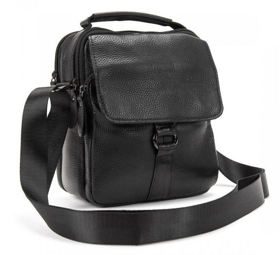 Чоловіча шкіряна сумка месенджер Tiding Bag чорна