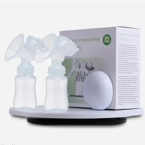 Электрический двойной массажный молокоотсос Kinder Goods в комплекте с 2 бутылочками для молока + соска, USB