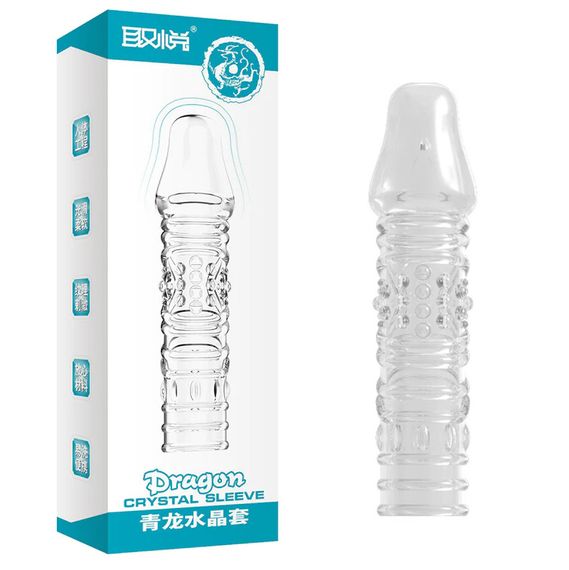 Силиконовая ребристая насадка на пенис Dragon