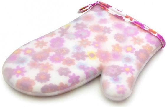 Кухонна рукавиця Fissman Pink Flower 22см, бавовна з силіконовим покриттям