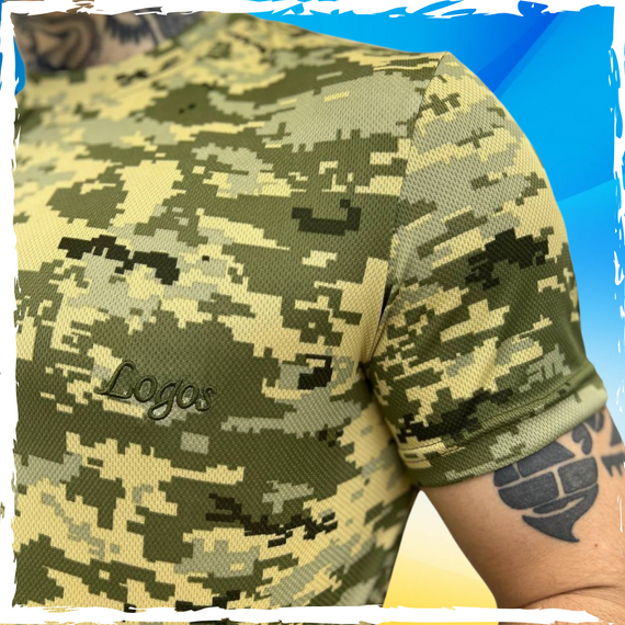 Тактическая влагоотводная футболка Logos пиксель, армейская футболка ВСУ, тактическая военная футболка | Зображення 2