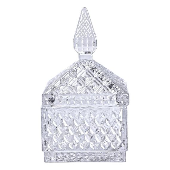 Цукерниця скляна з кришкою 8.5х8.5х15 см квадратна HP-YH-27