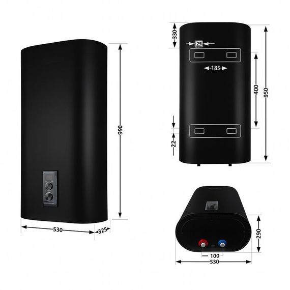 Водонагрівач електричний Thermo Alliance 80 л, Black, плоский, вертикальний, сухий ТЕН 2 кВт (0,8+1,2) DT80V20GPDD2B | Зображення 1