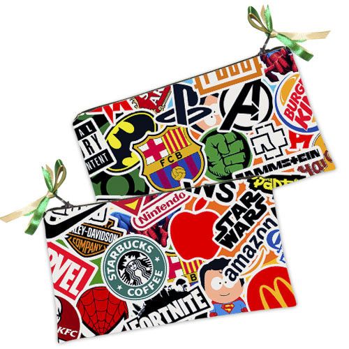 Косметичка женская Стикеры 20х12 см (K_EX006)