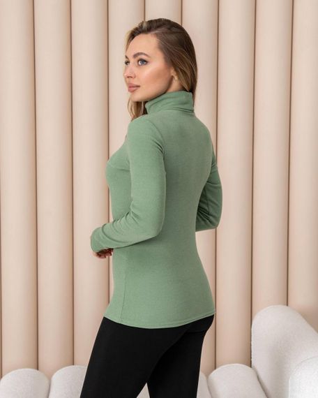 Жіноча тепла водолазка-гольф напівшерсть на термофлісі колір фісташковий розмір 50 DM09.09 | Зображення 1