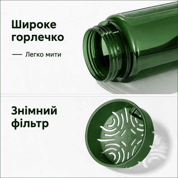 Экологическая бутылка KANGZYUAN 500 мл - Зеленая Tritan BPA-free, ударопрочная, с герметичной крышкой и ремешком | Зображення 2