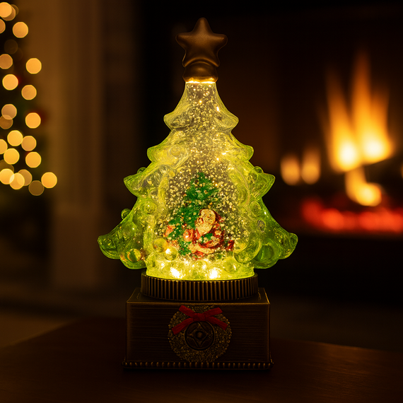 Светильник-ночник "Елка" снежный шар с подсветкой и метелью (XHF-8003), Новогодний сувенир | Зображення 2