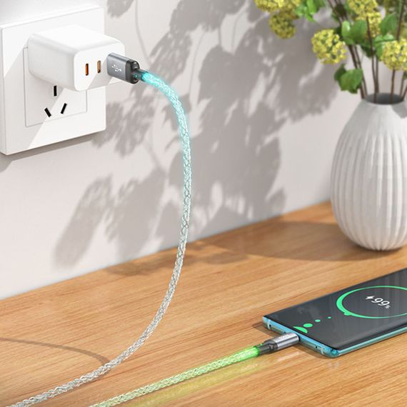 Дата кабель Hoco U112 Shine 2.4A USB to Type-C (1m) Gray | Зображення 7