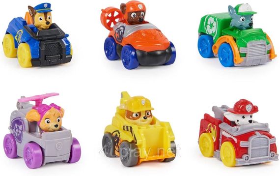 Щенячий патруль у кіно Набір з 6-ти машин Маршал, Кремез, Гонщик, Роккі, Зума, Скай Оригінал PAW Patrol | Зображення 1