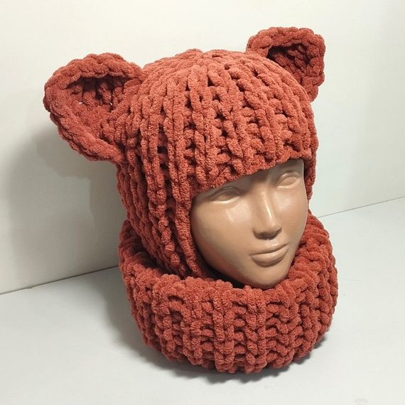 Балаклава колір 90 плюшева з вушками лисички | Зображення 1