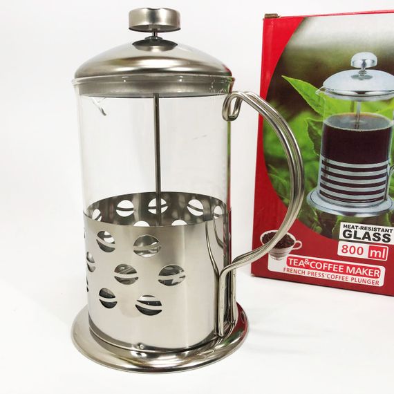 Заварник френч-прес Unique UN-1153 0.8 л, Стильний скляний чайник для заварювання, Заварник для трав | Зображення 3