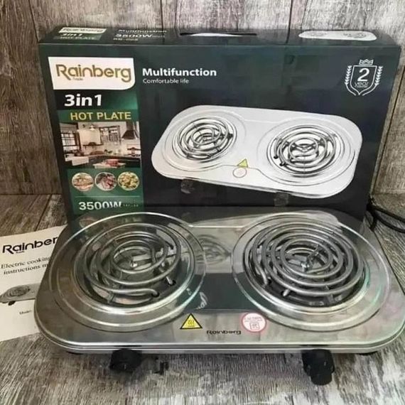Електрична плита Rainberg RB-008 на 2 поверхні спіральна + 2 регулятори 3500 Вт | Зображення 2