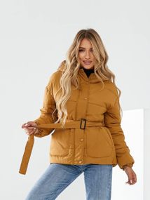 Куртка з поясом, арт. 332, горчица