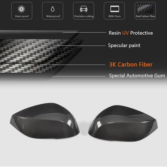 Накладки на Зеркала V1 (Карбон) для Infiniti Q50/Q60 2013-2024 гг | Зображення 4