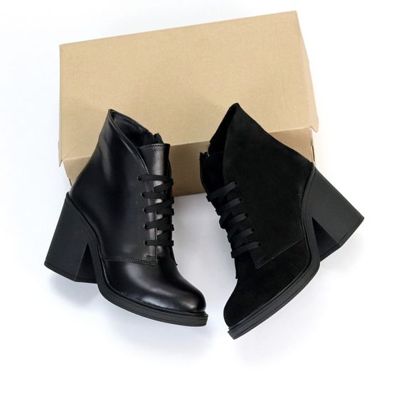 Шикарные кожаные зимние ботильоны на среднем устойчивом каблуке | Зображення 9