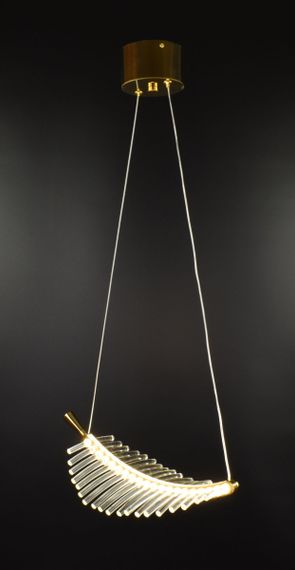 Люстра світлодіодна підвісна LED світильник для квартири на стелю лед 26544 Латунь 30-110х20х38 см. | Зображення 2