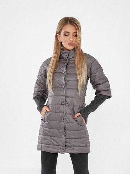 Довга куртка з відстібним рукавом, арт.205/2, темно сірий