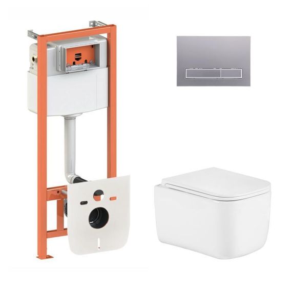 Готове рішення Qtap для ванної кімнати: підвісний унітаз Gemini Ultra Quiet 485×340×350 + комплект інсталяції Nest 4 в 1