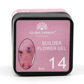Гель для моделирования ногтей с добавлением сухоцвета Flower Builder Gel 14, 8г