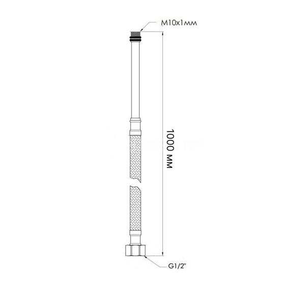 Шланг для приєднання змішувача Thermo Alliance Standart (пара) 100 см NYLON M10x1/2" В довгу голку TAS386W100L | Зображення 1