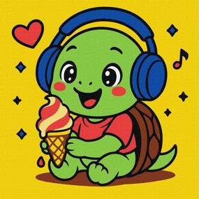 Картина по номерам "Черепашка ест мороженое" ©art_selena_ua KHO1298, 25х25 см