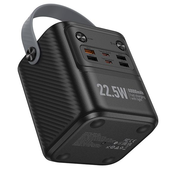 Портативний ЗП Power Bank Hoco J152 Tough 22.5W+PD20W 80000 mAh Black | Зображення 5