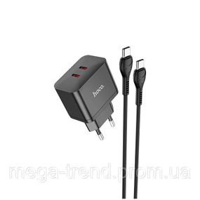 Адаптер мережевий HOCO Type-C to Type-C Cable Triumph charger set N29 |2Type-C, 35W/3A, PD/QC|