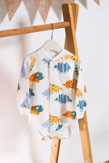 Боді з начосом для новонароджених з довгим рукавом на кнопках, 0–24 міс принт Діно