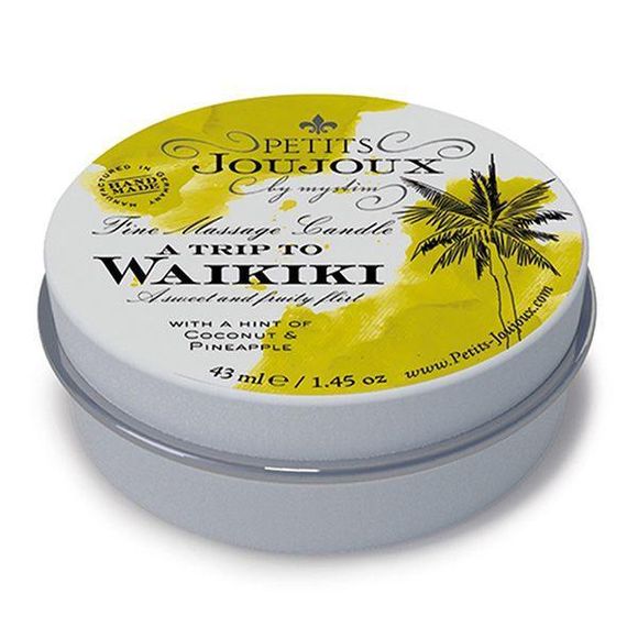 Свічка з афродизіаками для масажу Petits Joujoux - Waikiki Beach - Coconut and Pineapple, 43мл