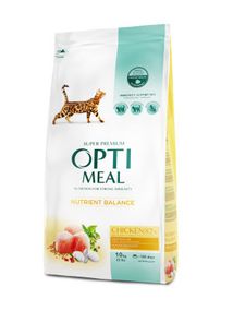 Сухой корм Optimeal для взрослых котов с курицей 10кг