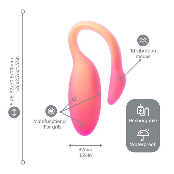 Смарт-віброяйце Magic Motion Flamingo Max Orange 2 в 1: віброяйце та тренажер Кегеля, 10 режимів | Зображення 2