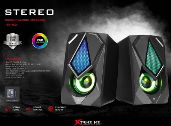 Колонки XTRIKE ME RGB Backlight SK-402 акустика для компьютера Черный | Зображення 3