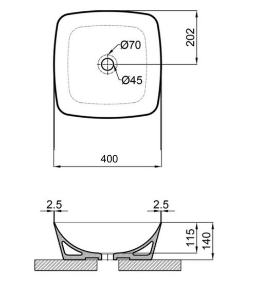 Раковина Qtap Kolibri 400х400х140 мм, White, квадратна, без донного клапана QT10116303W | Зображення 1