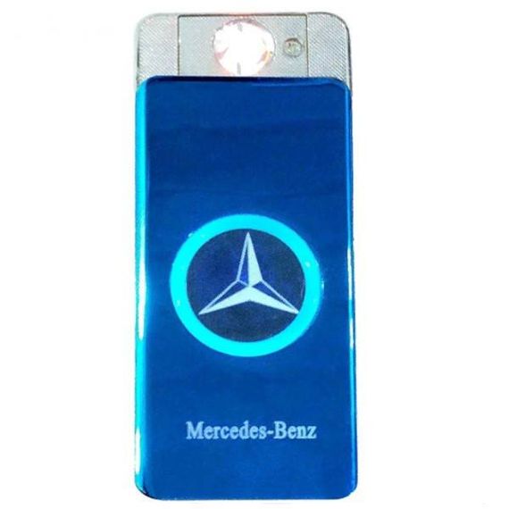 Зажигалка Mersedes аккумуляторная USB с синей подсветкой Синяя