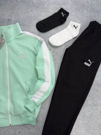 Костюм Puma лампас мятна кофта чорні штани + 2 пары носков в подарок | Зображення 2