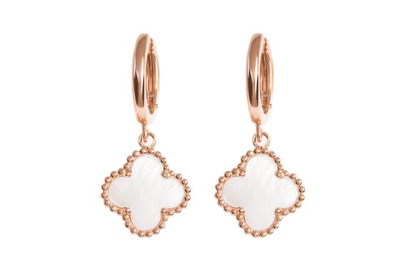Серьги-подвески из красного золота с перламутром S-0327