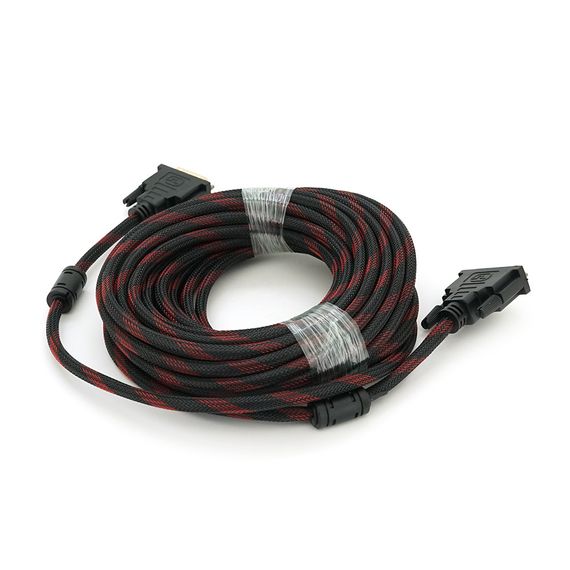 Кабель Merlion Dvi-Dvi 10m, 2 ферита, обплетення, Black, 24 / 24pin, (Пакет), Q50 | Зображення 1