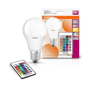 Лампа светодиодная OSRAM LED A60 9W 806Lm 2700К+RGB E27 пульт ДУ (4058075430754)