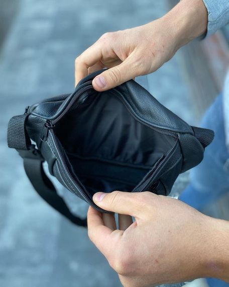 Чорна чоловіча бананка, Універсальна сумка на пояс, Чоловіча сумка барсетка, Бананка модна EO-97 | Зображення 2