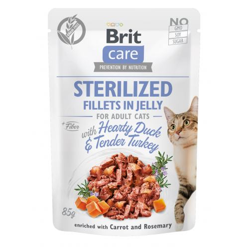 Вологий корм Brit Care для кастрованих котів качка та індичка в желе 24шт*85 г
