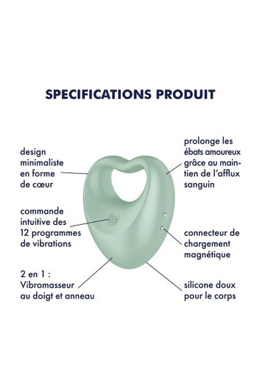 Гібридний вібратор Satisfyer Perfect Pair 3 (ерекційне кільце, вібратор на палець) у формі Серця sexstyle | Зображення 3